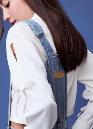 Authoria - Salopete Jeans com Bolso  Azul - AUTHORIA
