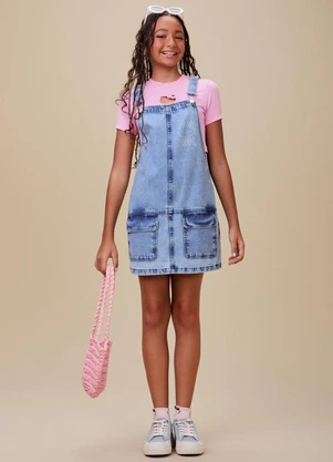Authoria - Salopete Jeans com Bolsos Cargo  Azul - AUTHORIA