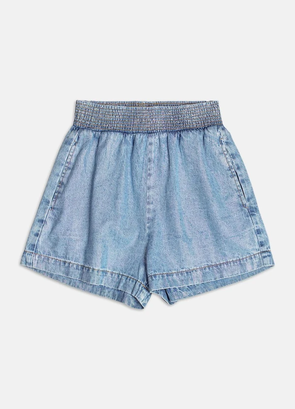 Authoria - Short Jeans com Detalhes em Foil Azul 1