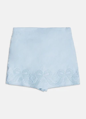 Authoria - Short Saia com Bordado  Azul - AUTHORIA