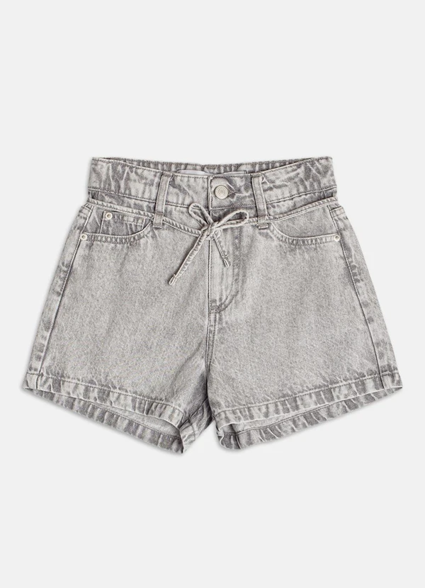 Authoria - Short Trendy Jeans com Amarração  Mescla