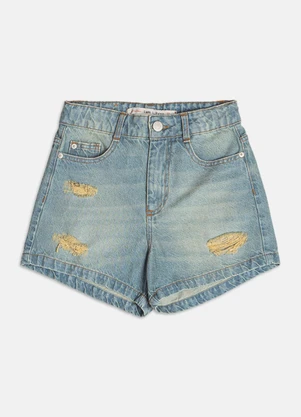 Authoria - Short Trendy Jeans Desfiado  Azul - AUTHORIA