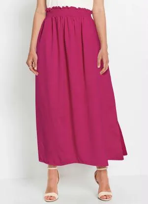 bonprix - Saia Alongada com Fendas Pink - BONPRIX