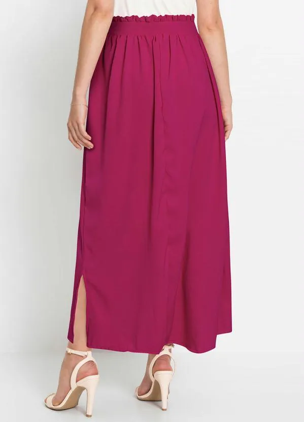 bonprix - Saia Alongada com Fendas Pink 2