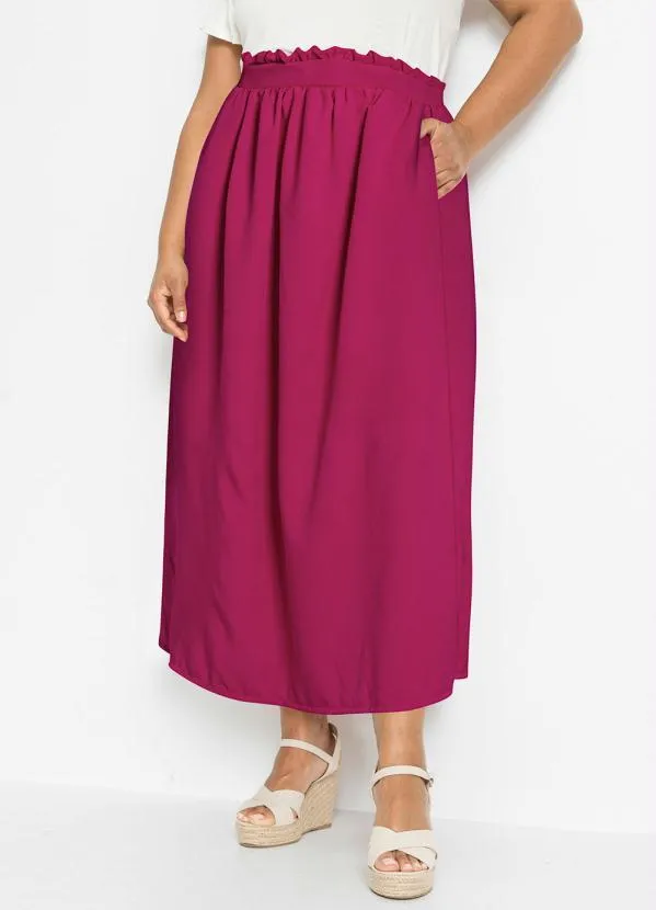 bonprix - Saia Alongada com Fendas Pink 4