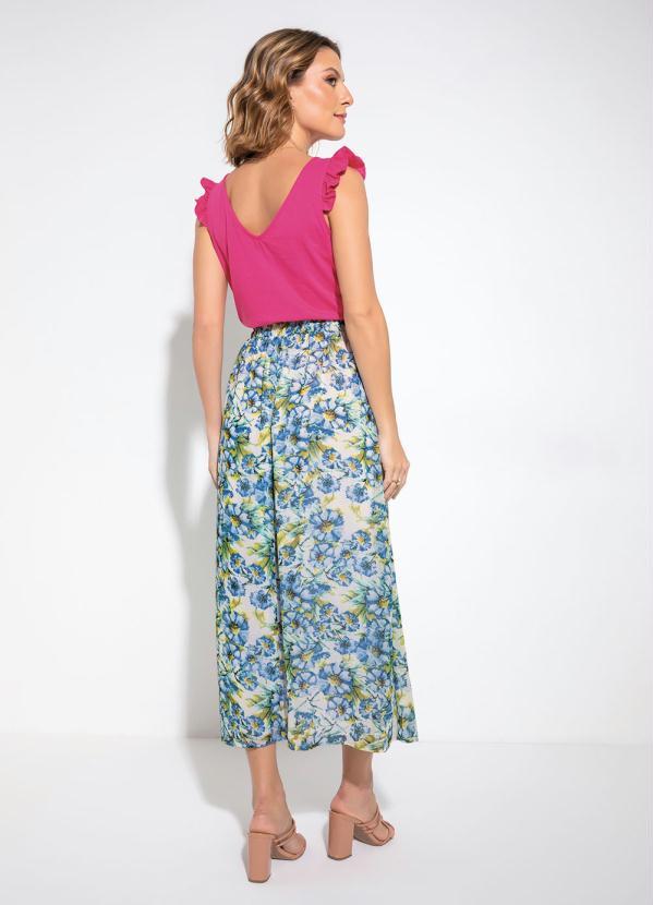 Outlet - Saia Alongada Floral Azul 2