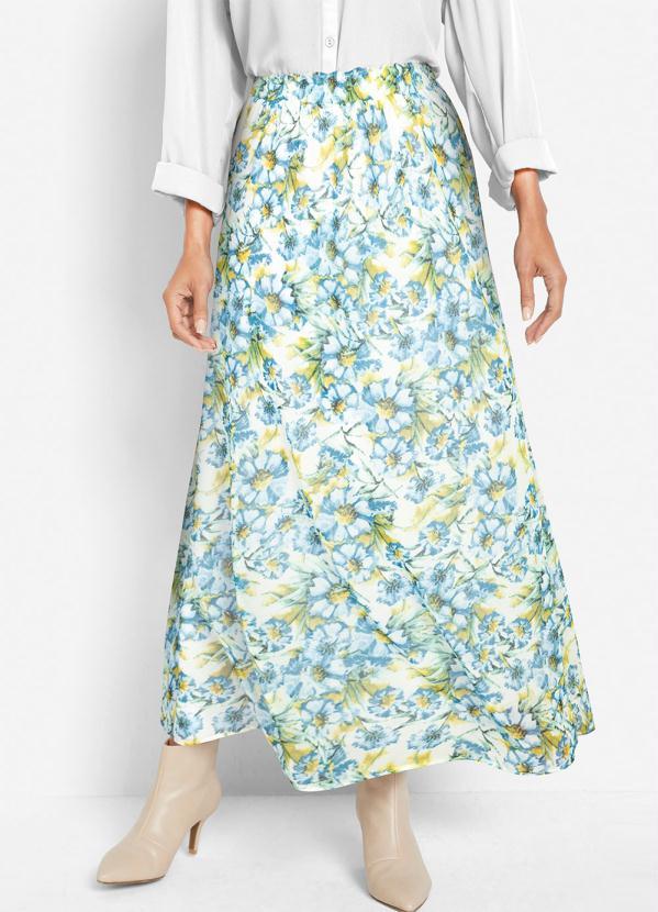 Outlet - Saia Alongada Floral Azul 3