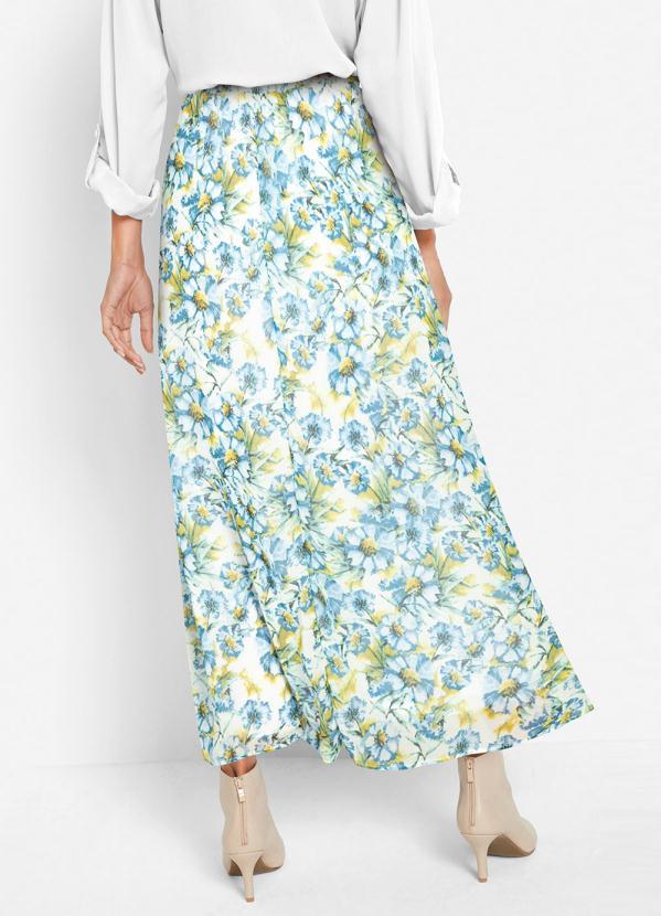 Outlet - Saia Alongada Floral Azul 4