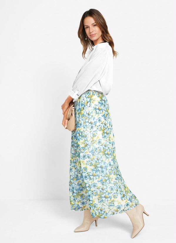 Outlet - Saia Alongada Floral Azul 5