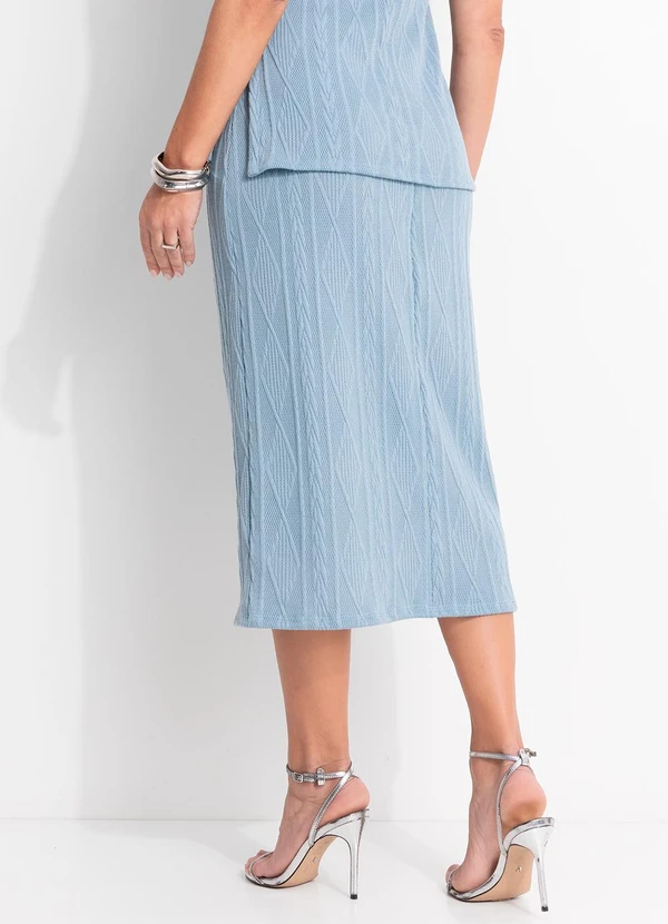 Quintess - Saia Azul em Malha Jacquard 2