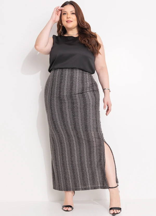 Quintess - Saia Boho Devorê em Malha com Textura 12