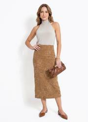 Saia Bordado Abstrato em Malha Bordada