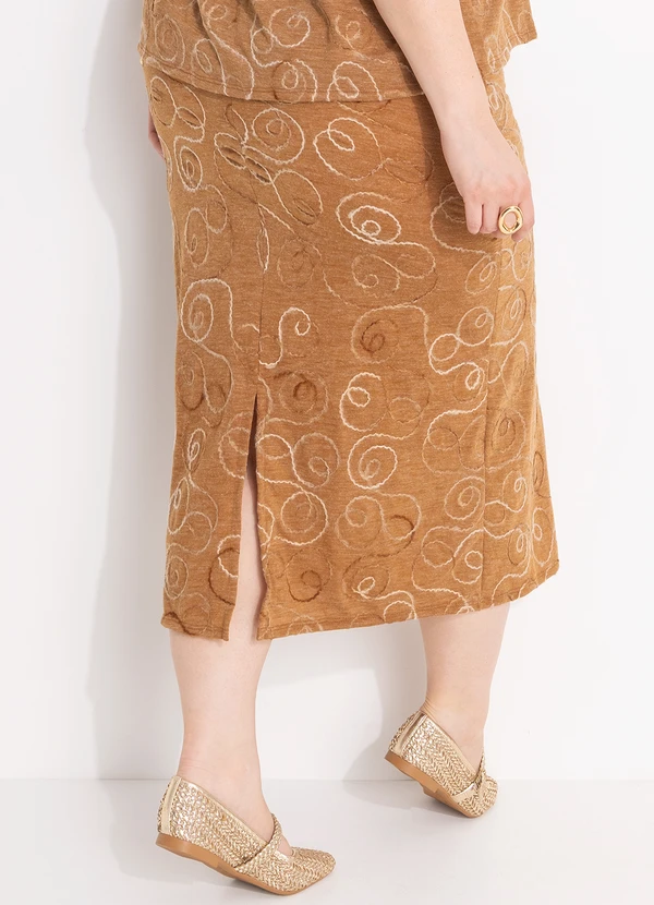Quintess - Saia Bordado Abstrato em Malha Bordada 11