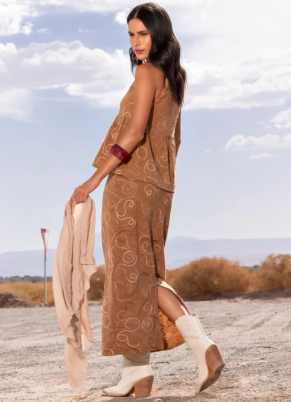 Quintess - Saia Bordado Abstrato em Malha Bordada 5