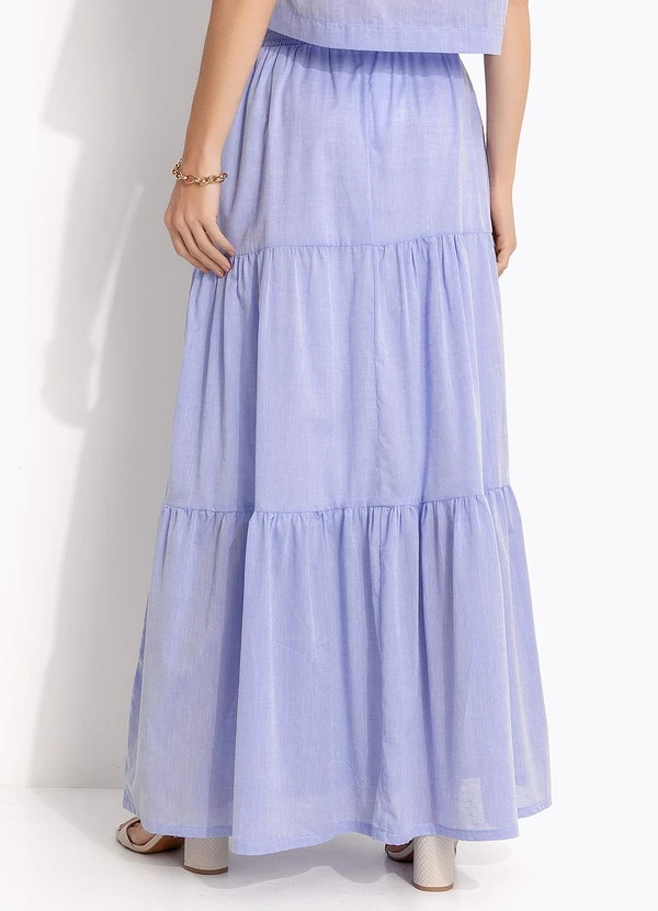 Quintess - Saia Camadas Azul Claro em Tricoline 2