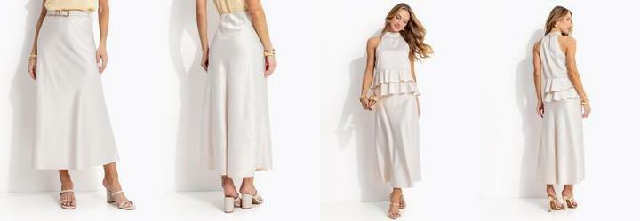 Saia Champagne em Cetim