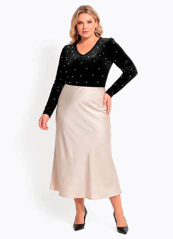 Quintess - Saia Champagne em Cetim 12