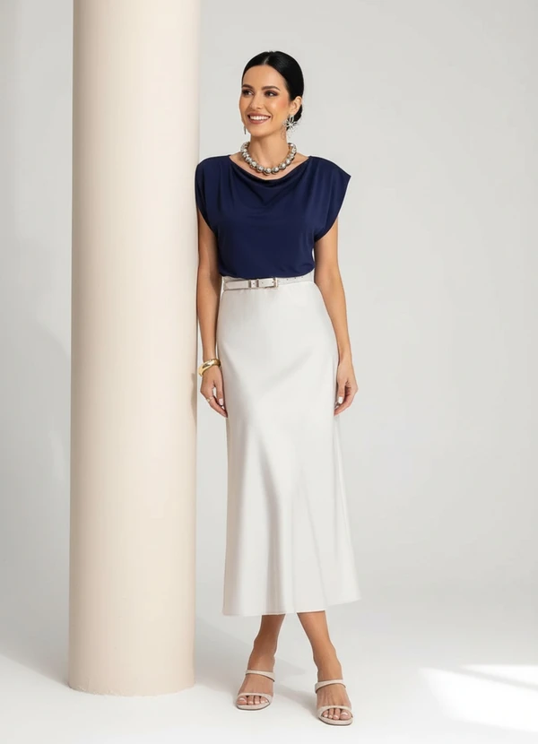 Quintess - Saia Champagne em Cetim