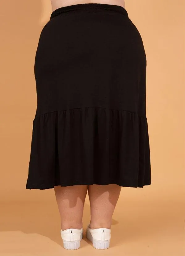 bonprix - Saia com Cordão e Babado Preto 5