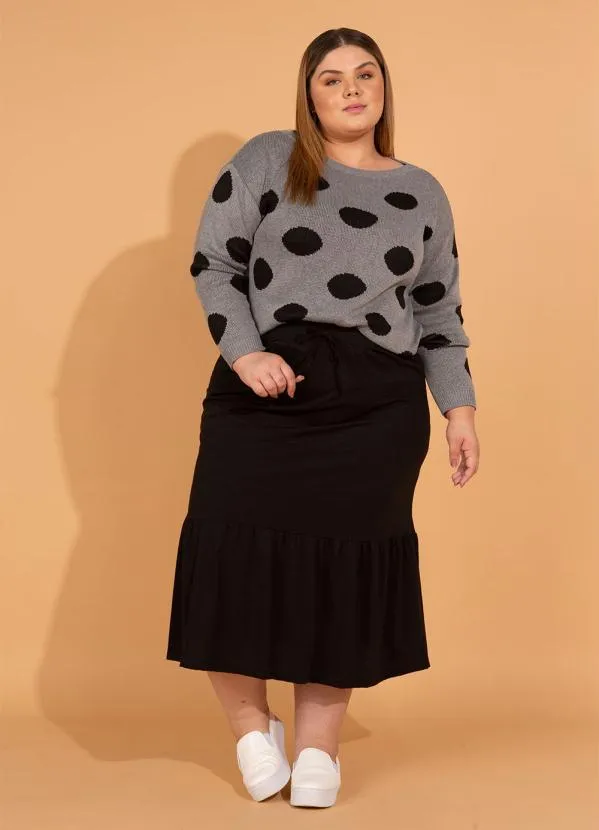 bonprix - Saia com Cordão e Babado Preto 6