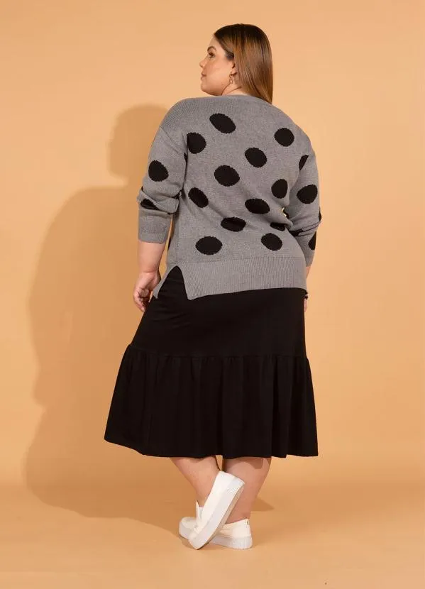 bonprix - Saia com Cordão e Babado Preto 7