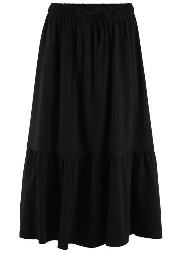 bonprix - Saia com Cordão e Babado Preto 8