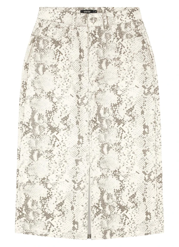 Enfim - Saia Evasê Animal Print Cintura Alta Off White 4