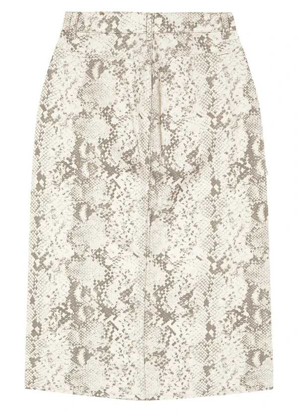 Enfim - Saia Evasê Animal Print Cintura Alta Off White 5