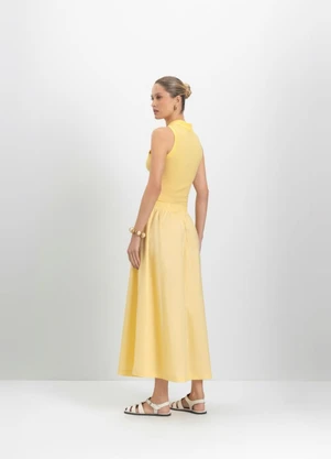 Essendi - Saia Feminina em Tricoline Amarelo - ESSENDI