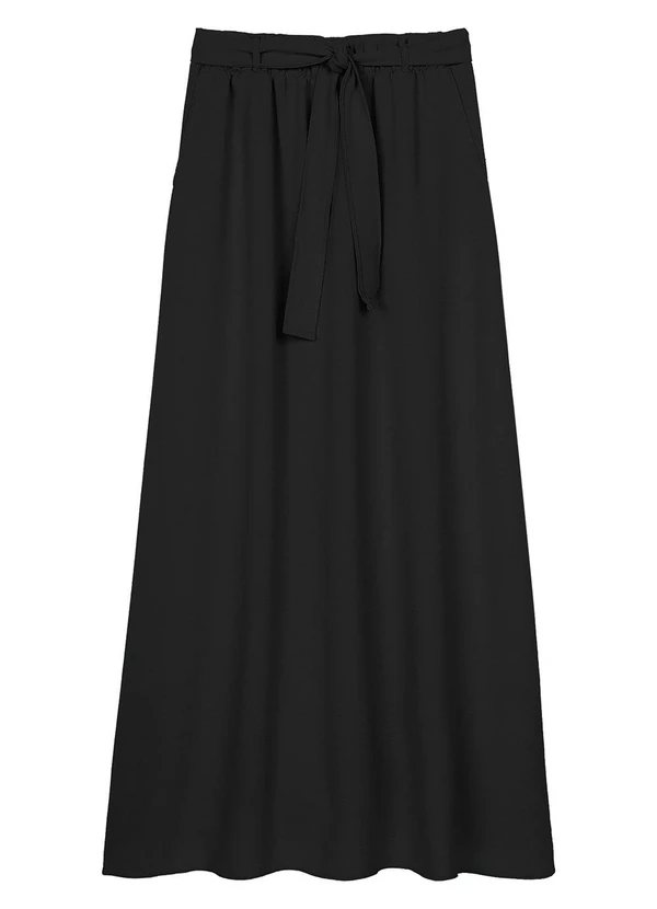Marialícia - Saia Feminina Longa com Amarração Preto
