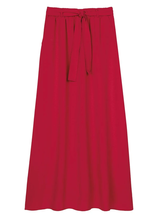 Marialícia - Saia Feminina Longa com Amarração Vermelho 1