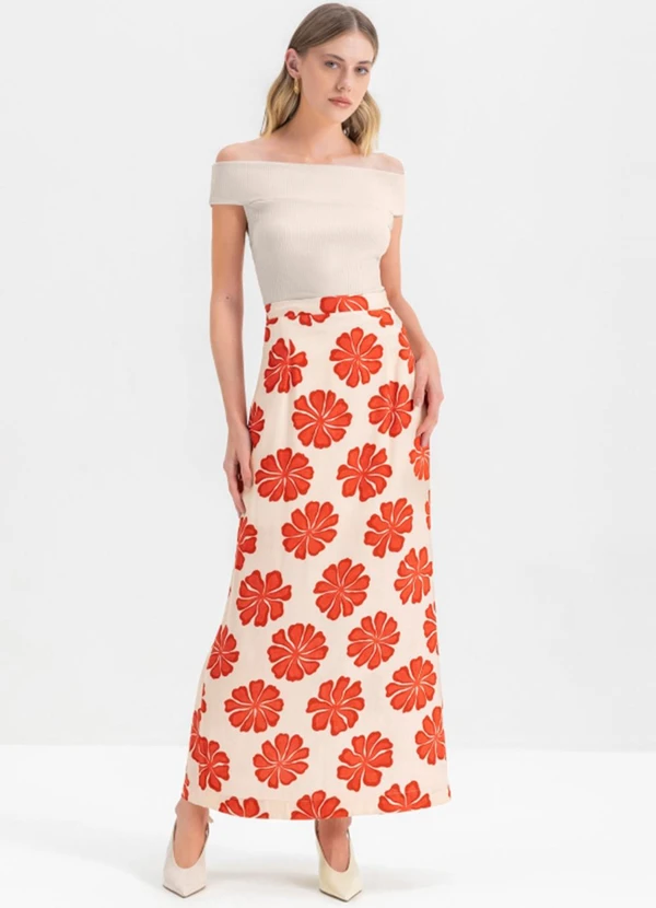 Essendi - Saia Feminina Viscose  Bege 3