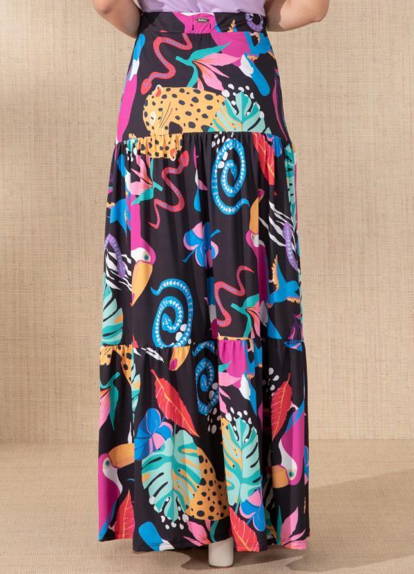Outlet - Saia Floral Dark Longa de Camadas 2