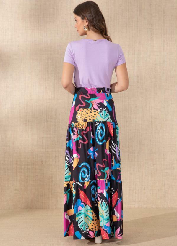 Outlet - Saia Floral Dark Longa de Camadas 4