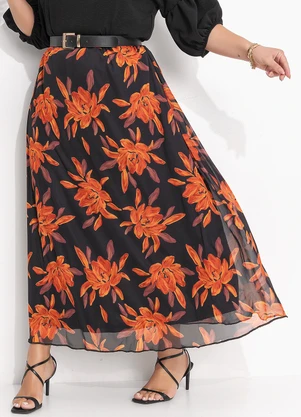Quintess - Saia Floral Laranja em Tule - QUINTESS