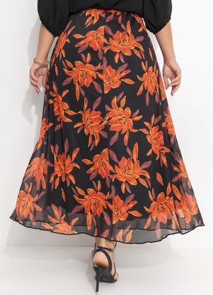 Quintess - Saia Floral Laranja em Tule - QUINTESS
