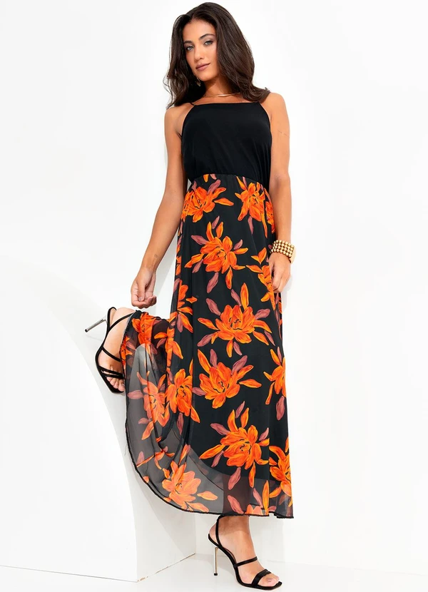 Quintess - Saia Floral Laranja em Tule 3