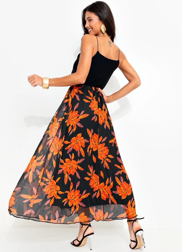 Quintess - Saia Floral Laranja em Tule 5