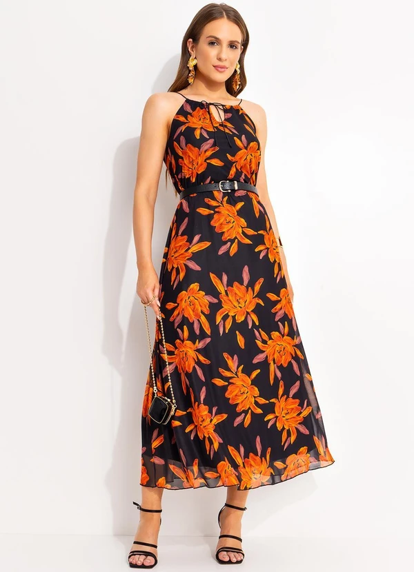 Quintess - Saia Floral Laranja em Tule 9