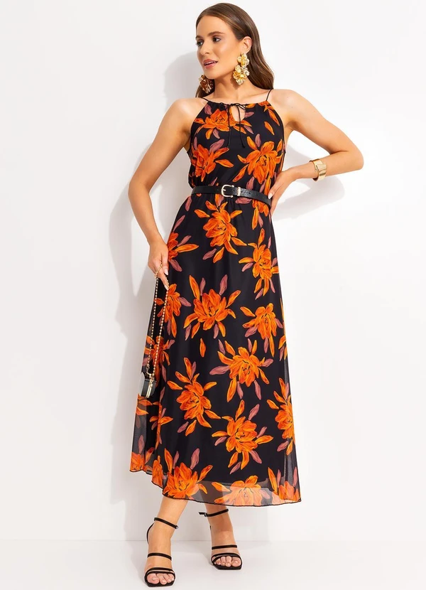 Quintess - Saia Floral Laranja em Tule 10