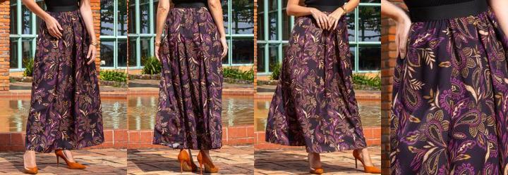 Saia Floral Paisley em Malha Crepe