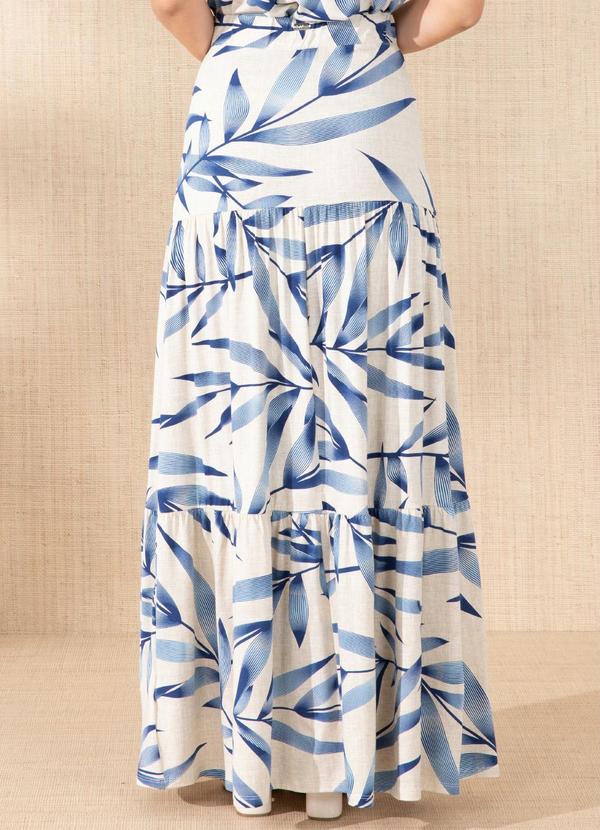 Quintess - Saia Folhagem Azul Longa de Camadas 2