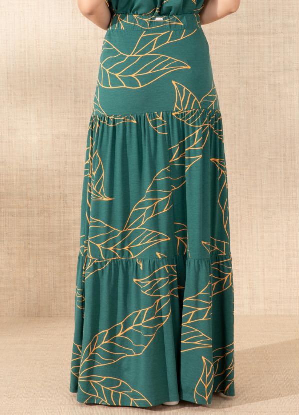 Quintess - Saia Folhagem Verde Longa de Camadas 2