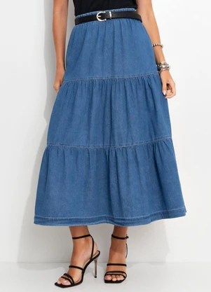 Bimini - Saia Jeans Médio em Jeans - BIMINI