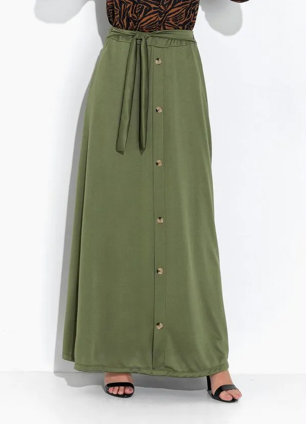 Rosalie - Saia Lg Verde com Botão
