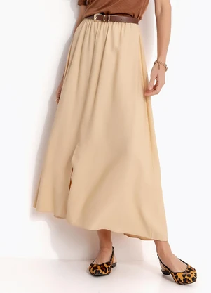 Quintess - Saia Amarelo ManteigaEm Viscose com Poléster - QUINTESS