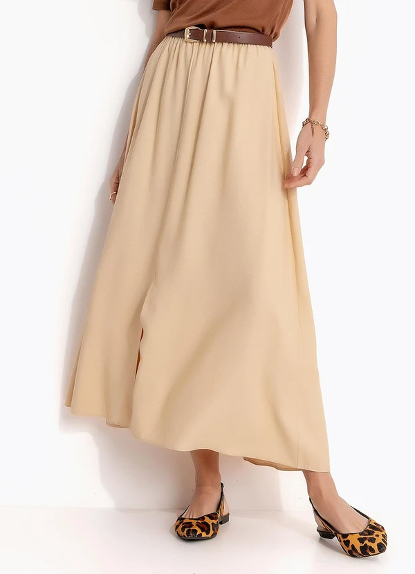 Quintess - Saia Amarelo ManteigaEm Viscose com Poléster