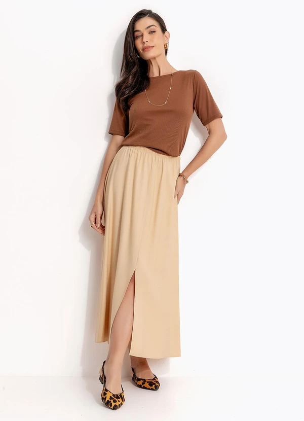 Quintess - Saia Amarelo ManteigaEm Viscose com Poléster 3