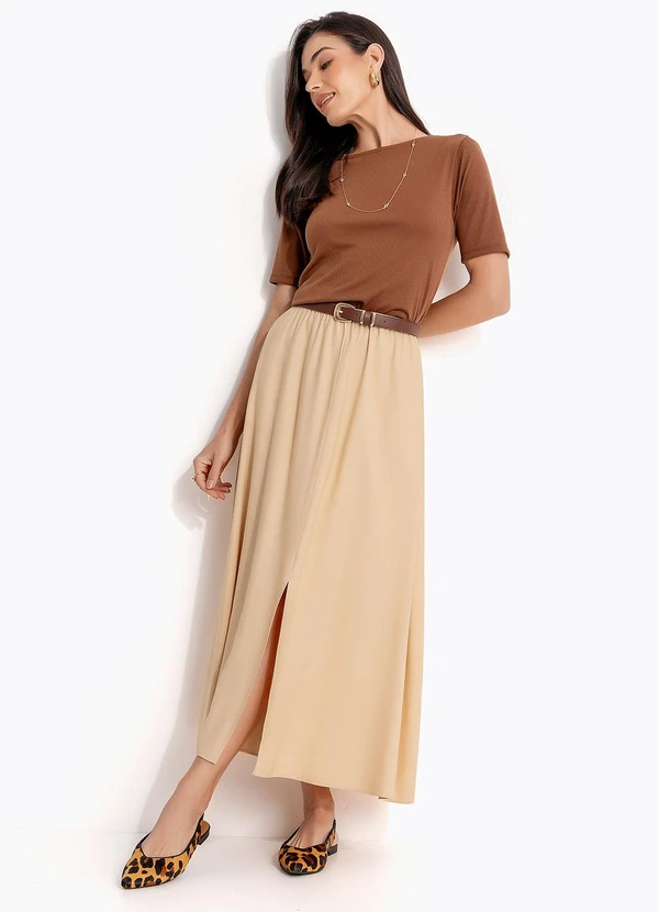 Quintess - Saia Amarelo ManteigaEm Viscose com Poléster 4