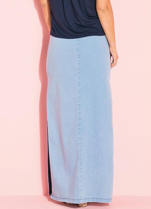 Quintess - Saia Longa Azul Claro com Fenda nas Laterais 2